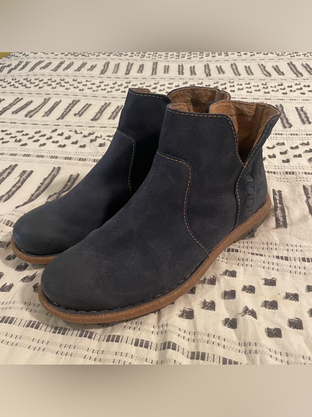 Børn Tarkiln Leather Ankle Booties Navy Blue Distressed Size 10
